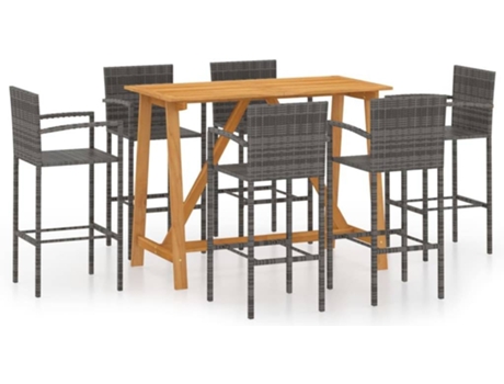 Conjunto 7 Conjunto de bar para jardín VIDAXL gris