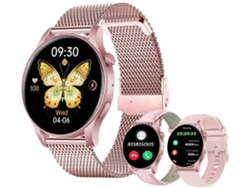 Reloj de Fitness para Mulheres BISBISOUS KC88 com Tela AMOLED de 1.43" e Função de Chamadas, Monitor de Frequência Cardíaca e Pressão Rosa