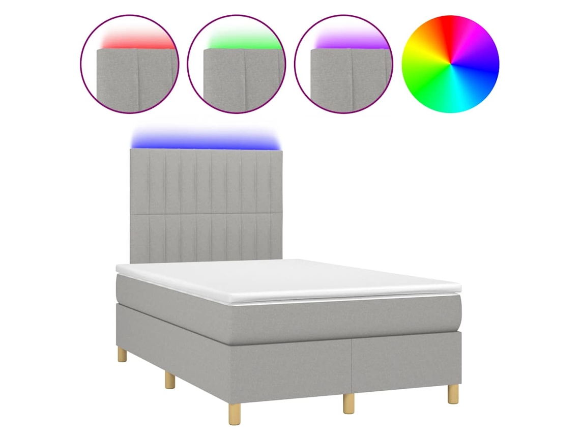 Maison Exclusive - Cama Box Spring Con Colchón Y Led Tela Gris Claro 120x190 Cm
