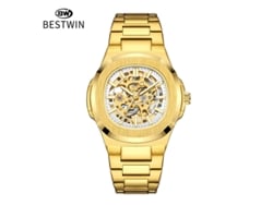 Reloj Mecánico Luminoso De Doble Cara Con Esqueleto Para Hombre (dorado Y Blanco)