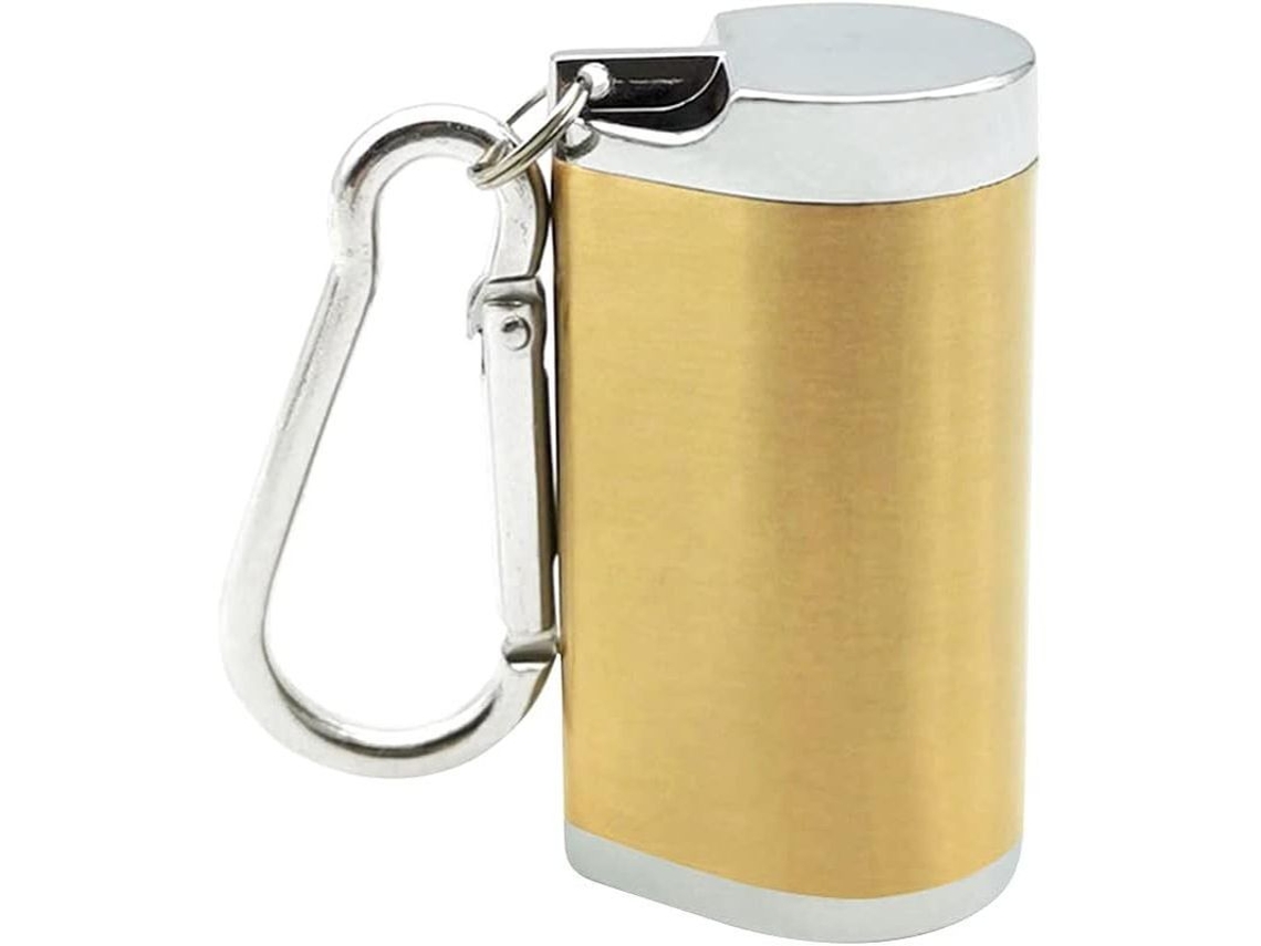 Miniportátil Cenicero de acero inoxidable con mosquetón hermético para fumar al aire libre y para viajar.
