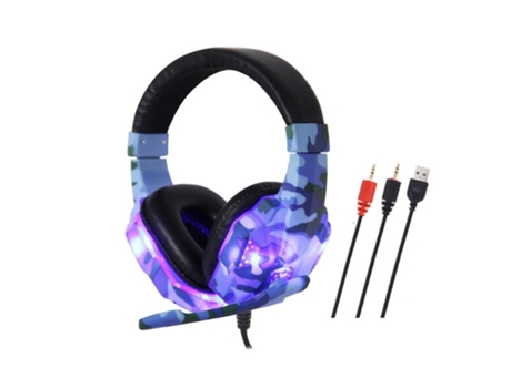 Auriculares Juegos con cable Usb Luminous Gamer Estéreo Plegable Azul