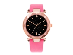 Reloj De Pulsera De Moda Para Mujer Con Correa De Pu Y Esfera Con Diamantes (rojo Y Rosa)
