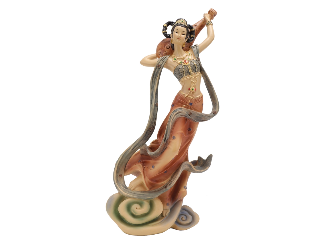 Baok - Estatua clásica de mujer al estilo chino antiguo, figura de belleza con lira para el hogar, la oficina o el hotel.