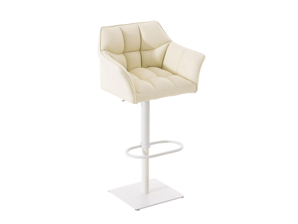 Taburete de Bar en Piel Sintética Damaso Crema/Blanco Clp