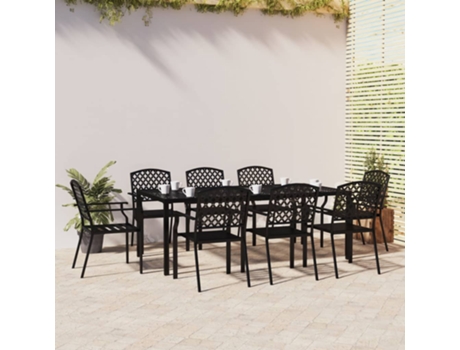 Conjunto 9 de comedor de jardín VIDAXL acero gris antracita