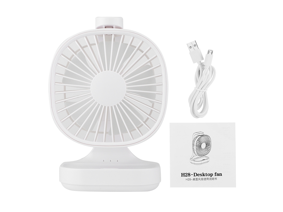Mini ventilador USB recargable silencioso Worten, blanco.