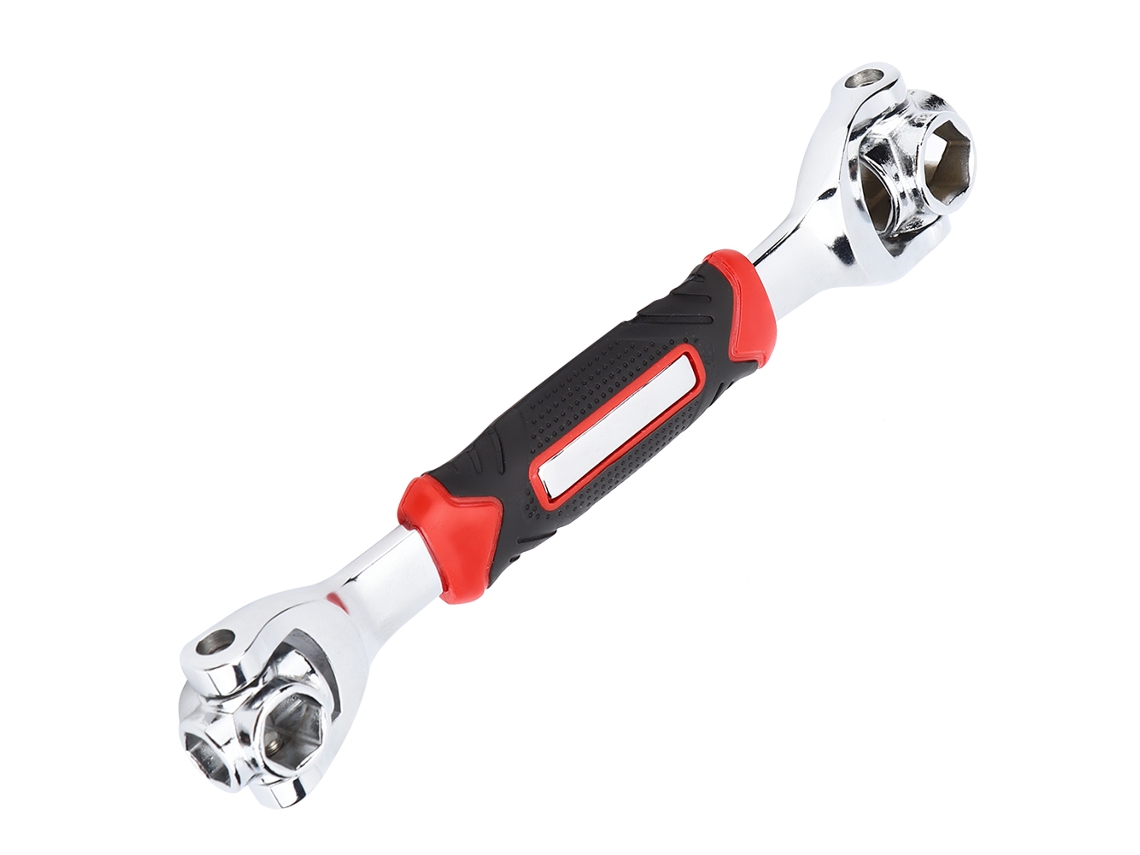 Llave de tubo rotativa de alta velocidad 8 en 1 de acero al carbono con dos puntas, llave para huesos 1219 (sin imán)