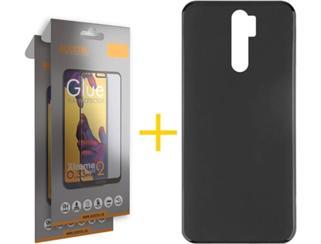 Kit Funda + 2 Protectores de Pantalla Xiaomi Redmi 9 ACCETEL Full (Negro)
