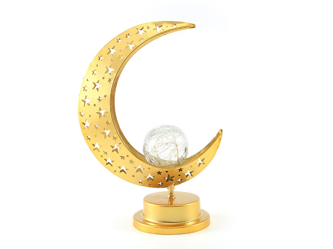 Rebe-lámpara De Mesa Decorativa Led Para Noche Con Estilo Festivo Y Diseño De Hierro Perforado Luna