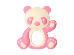 Adorable Juguete De Silicona Rosa Con Forma De Panda Para La Dentición Del Bebé, Ideal Para Aliviar Las Encías.
