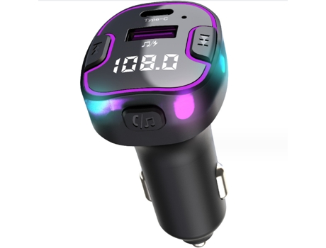 Encendedor de cigarrillos USB C Cargador de coche Bluetooth 5.3 Transmisor FM Cargador de batería de coche (negro) CHRONUS