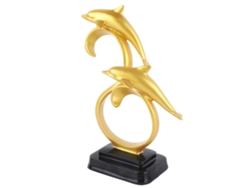 Elegante Estatua Decorativa De Delfín Dorado, De Resina Duradera Para El Hogar Y La Oficina.