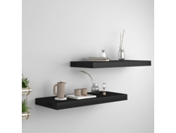 Estantes de pared colgantes (2 unidades, 60 x 23,5 x 3,8 cm, MDF, negro, DKD Home Decor)