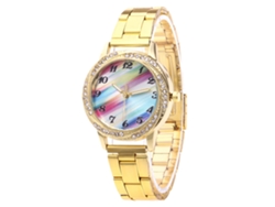 Reloj De Cuarzo Con Correa De Acero Moda Dial Redondo Para Parejas (oro)