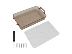Bandeja de té rectangular grande blanca de dos niveles con drenaje