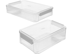 Cajas De Almacenamiento Transparentes Apilables Para Oficina, Juego De 2 Cajas De Plástico Rígido.