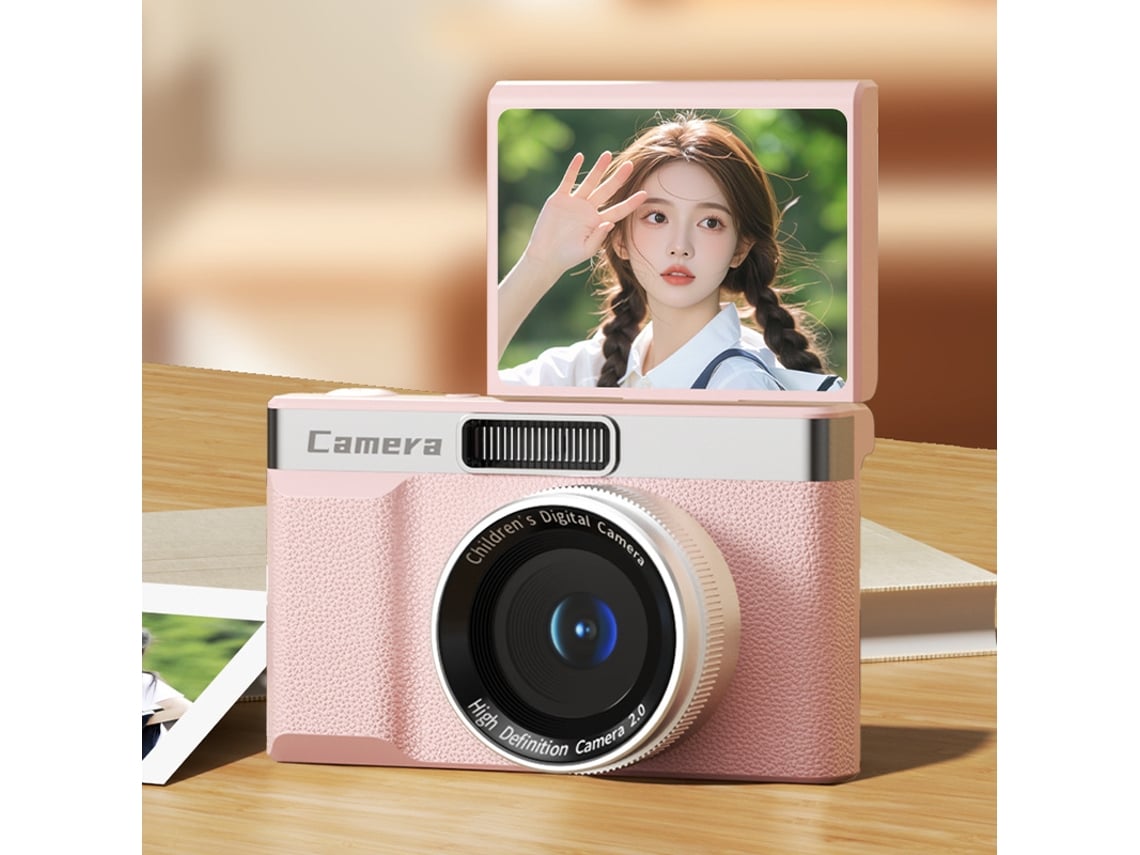 Cámara digital de alta definición, rosa, 32 GB de memoria + lector de tarjetas + 2 adaptadores Android YUNZII
