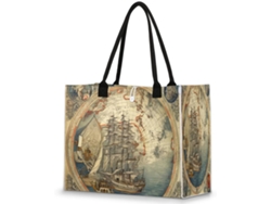 Bolso Mano Grande Tropicallife Estilo Retro Vintage Temática Mapa Para Mujeres Niñas Bolso Hombro Compras T