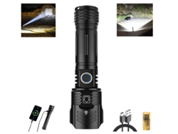 Linterna recargable de 100000 lúmenes altos, linternas LED súper brillantes con zoom de 5 modos, foco táctico impermeable IPX5 duradero portátil CHRONUS