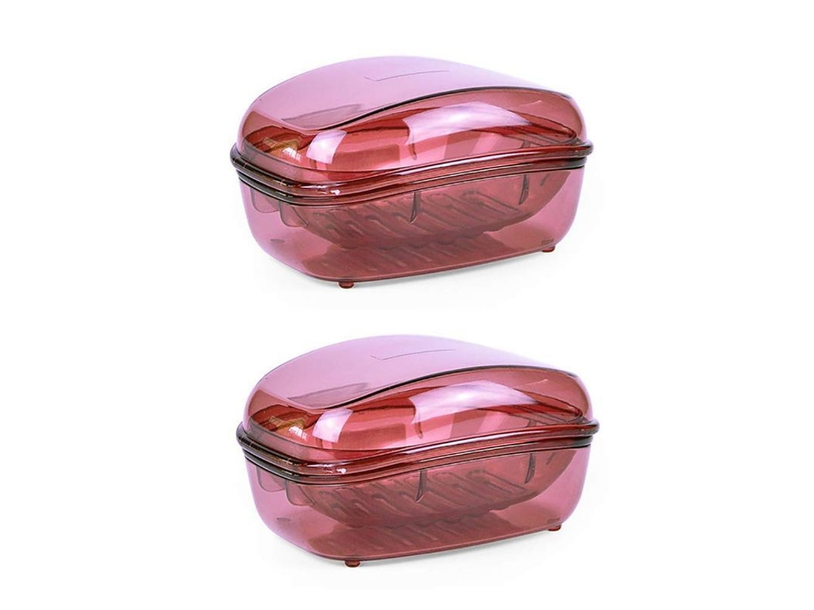 2026-set De 2 Cajas De Jabón De Plástico Transparente Rojo, Tamaño Grande Para Hogar Y Cocina