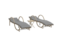 Conjunto de 2 tumbonas de mimbre con mesa - Beige - EXCLUSIVA MAISON