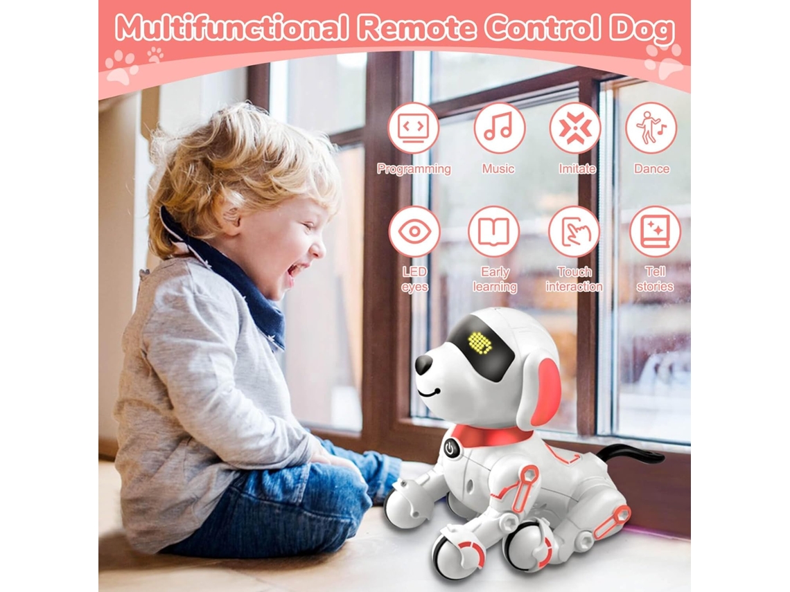 Juguete para Perro Robot Perro con Control Remoto Juguete eléctrico para Perros para niños de 8 a 12 años Rosa BISBISOUS
