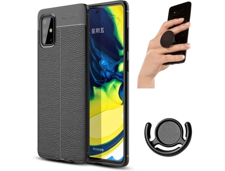 Carcasa, Popsocket y Soporte Samsung A71 Rugged Leather Negro