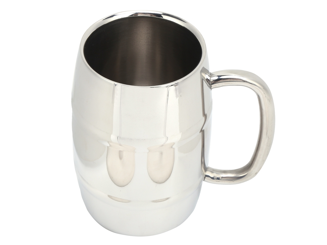 Jarra de cerveza grande de doble pared de 550 ml, barril de whisky, taza de leche de acero inoxidable 304, bebidas frías y calientes