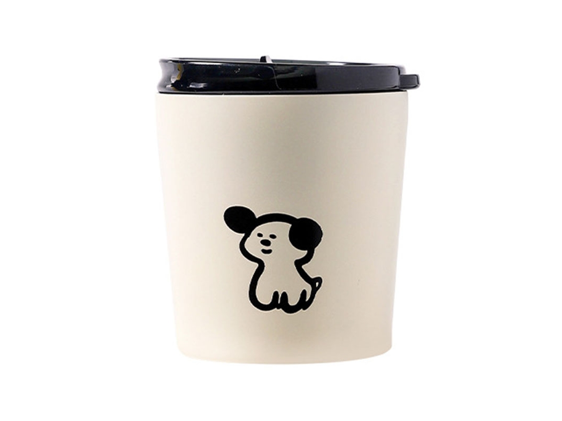 Taza Isotérmica De Acero Inoxidable Con Tapa Con Bonito Estampado De Perro, 240 Ml, Para Café Y Agua.