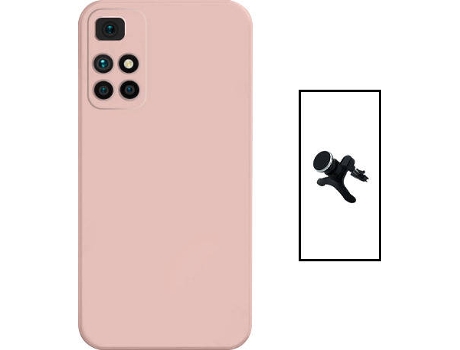 Kit Carcasa + Soporte Magnético Carro Xiaomi Redmi 10 2022 PHONECARE Rosa