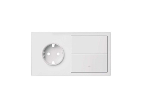 Kit Frontal Horizontal para 2 Elementos con 1 Base de Toma Schuko y 1 Tecla Individual Blanca Mate 100 SIMON