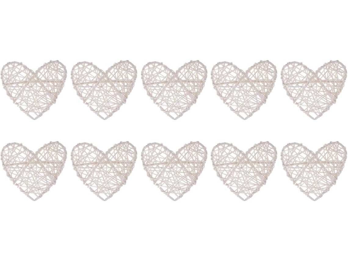Bolas Ligeras Creativas 10 Ratán Blancas Forma Corazón Decoración Colgante Hogar Boda