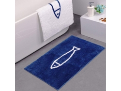 2026-tapete Antideslizante De Baño Linjou, Azul Y Blanco, Patrón De Peces, Secado Rápido, 50x80 Cm 50 X 80 Cm Azul