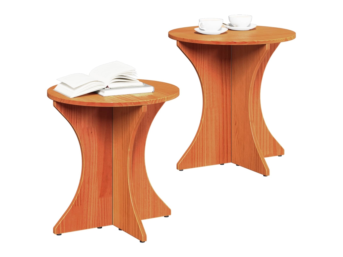 Maison Exclusive - Mesa De Café 2 Pcs Marrón Cera Madera Maciza De Pino