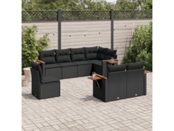 Conjunto de sofá de jardín de 8 piezas con cojines en mimbre sintético negro de DKD Home Decor