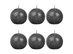 Bolsius Velas de bola rústicas Shine 6 unidades gris tormenta 76x71 mm