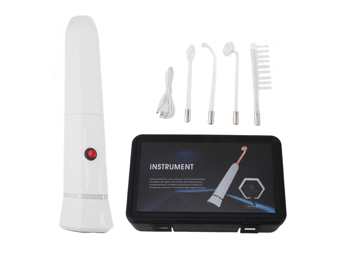 Máquina De Varinha Facial De Alta Frequência Recarregável Com 4 Tubos
