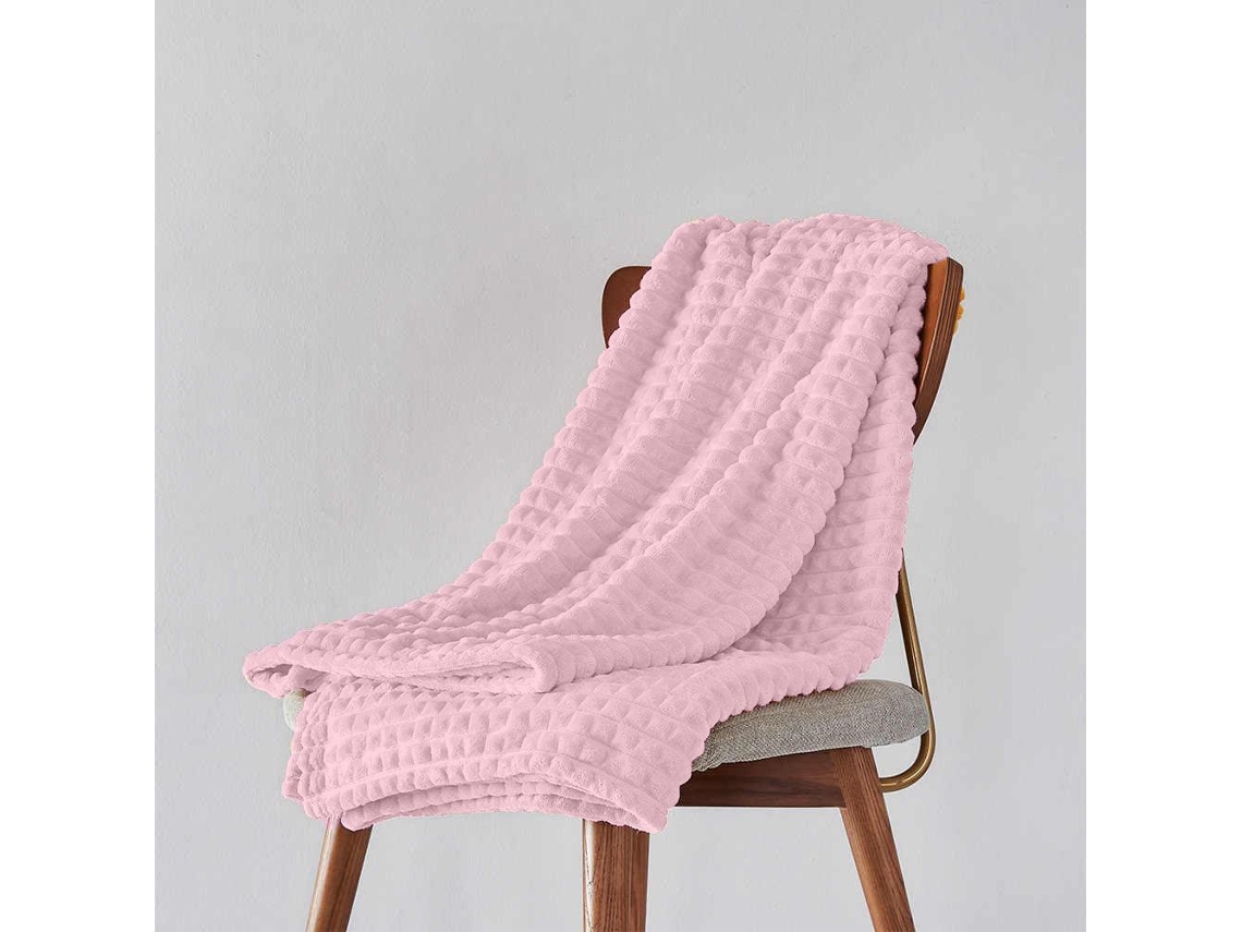 Manta de punto larga de felpa rosa 160*220cm-BOD HOME
