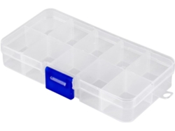 Joyería Plástico Transparente Ligera Portátil 10 Compartimentos Guardar Pendientes Cuentas Ideal Oficina Salón