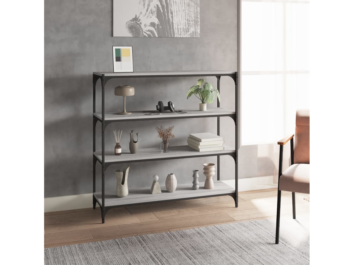 Estantería  Estantería  Librería 100x33x100 cm Derivados de Madera y Acero Gris Sonoma Wsd178302 Lovely Home