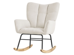 ML-DESIGN mecedora beige, mecedora con funda de rizo, mecedora tapizada con guías de madera