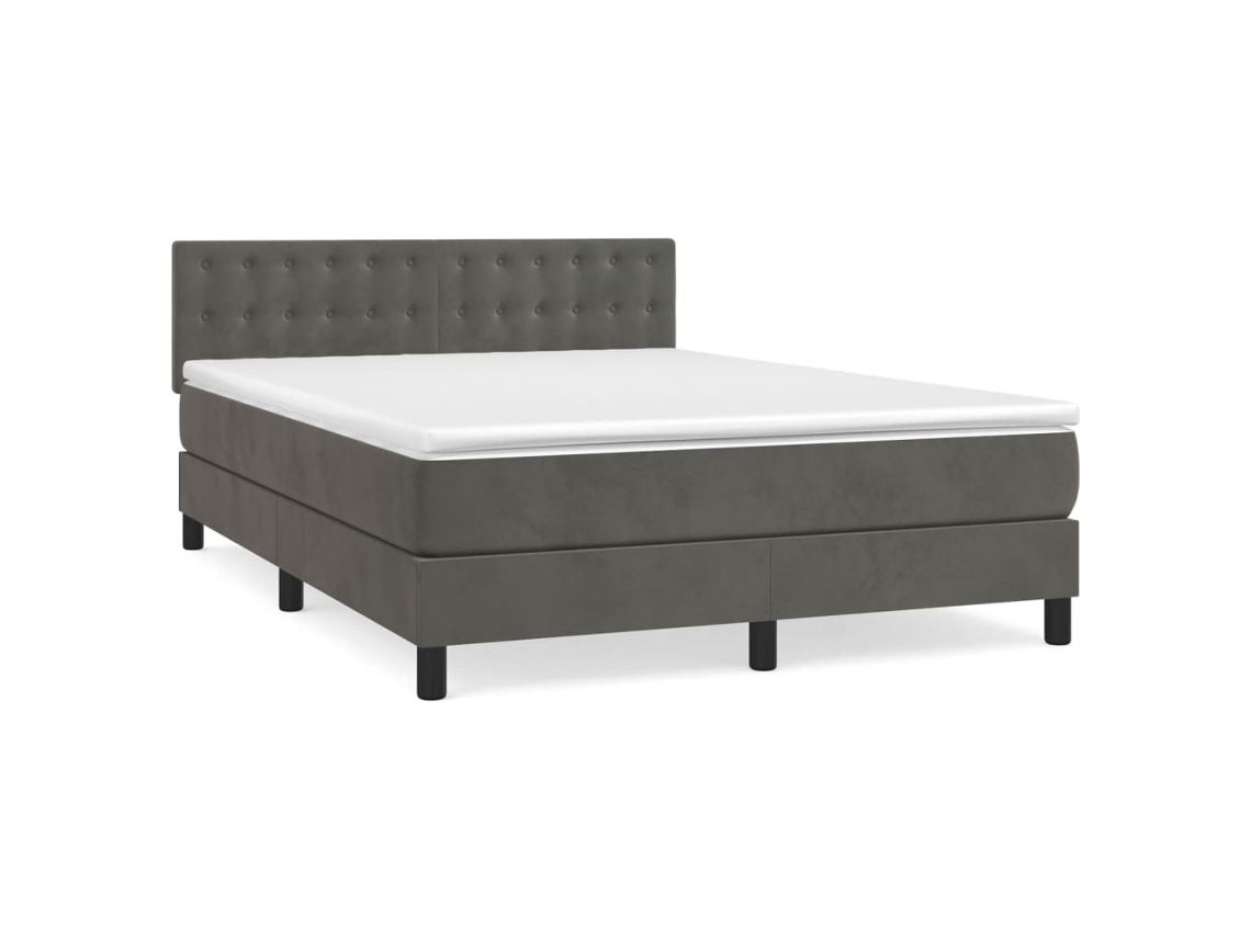 Maison Exclusive - Cama Box Spring Con Colchón Terciopelo Gris Oscuro 140x190 Cm