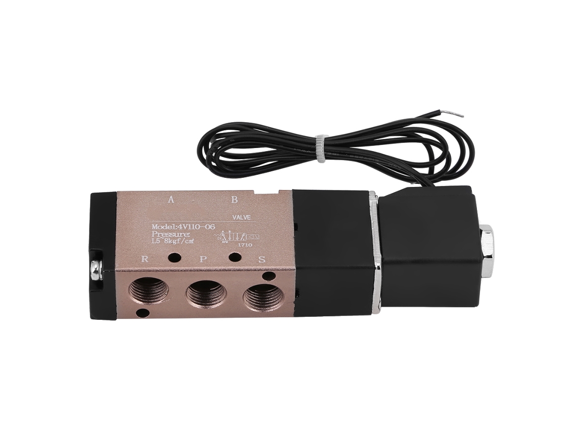 Válvula Solenoide Neumática De 5 Vías Y 2 Posiciones Pt1/8 De Aluminio, 12 V Cc, 4v110-06