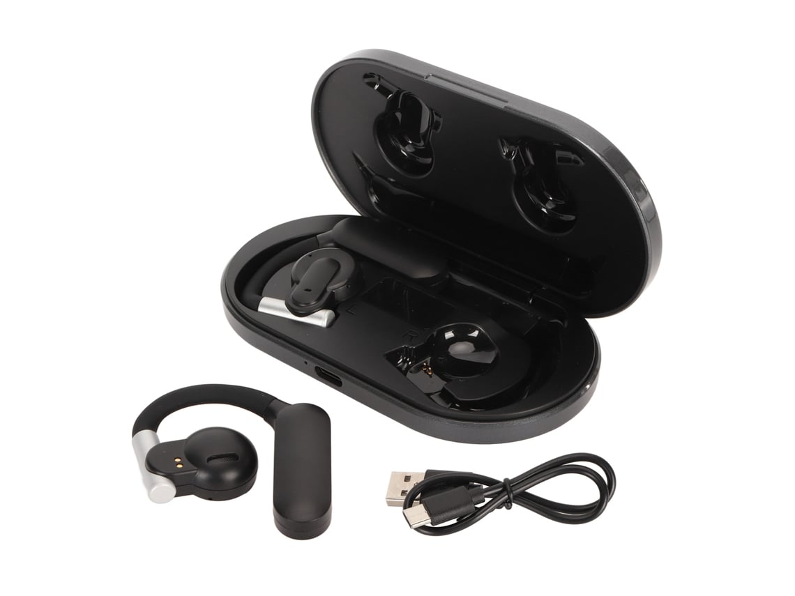 Auriculares Estéreo Bluetooth 5.3 De Oído Abierto Con Gancho, 48 Horas De Duración, Gris Oscuro.