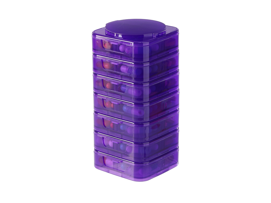 Organizador Semanal De Pastillas Eifson 7 Días Apilable Desmontable Sin Bpa (morado)