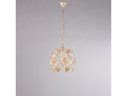 Lámpara de araña Edera de hierro lacado en marfil con decoración. Estrás antiguo en oro y cristal. 1 luz x 97 Ø30 Bl50 1 Av Belight