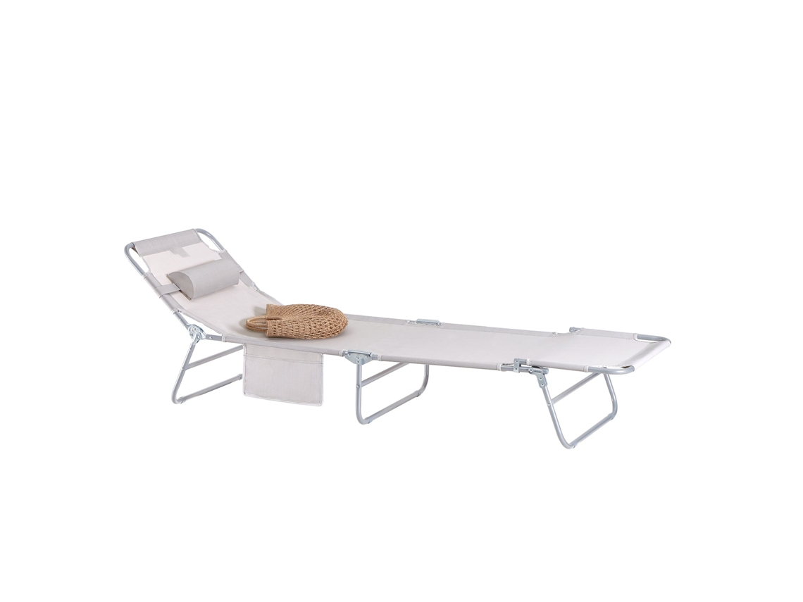Tumbona mecedora plegable de acero con cojín Sobuy Ogs35 Mi en color beige