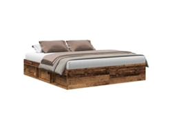 Maison Exclusive - Estructura De Cama Sin Colchón Madera Envejecida 200x200 Cm