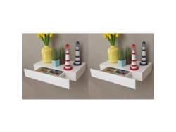 Estantes de pared colgantes con cajones, 2 unidades, blanco, 48 cm, DKD Home Decor